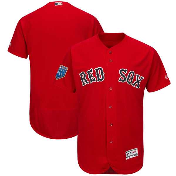 Customized Men's Red Sox Red 2018 Spring Training Flexbase Jersey